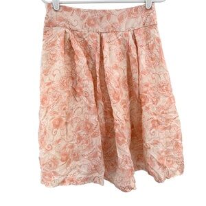 Madison Studio A-Line Skirt in Peach and Cream 100% silk floral lined flirty 4
